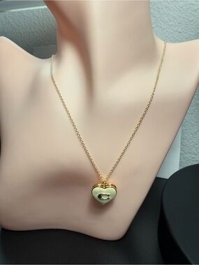 NWT Coach Gold Heart Pendant Necklace Signature C Charm Locket Style 16” + 2”